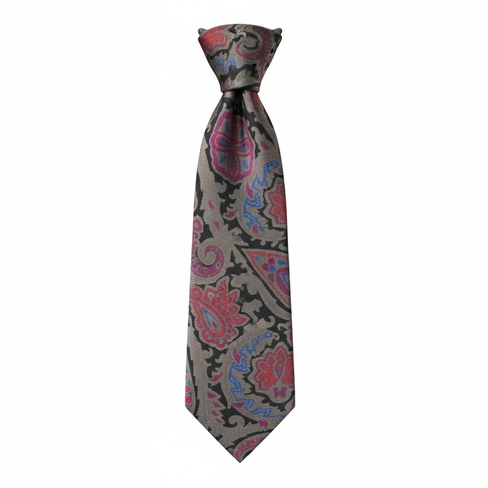 Liberty‎ of London Vintage Necktie Mens Silk Tie Paisley Gray Red Blue USA